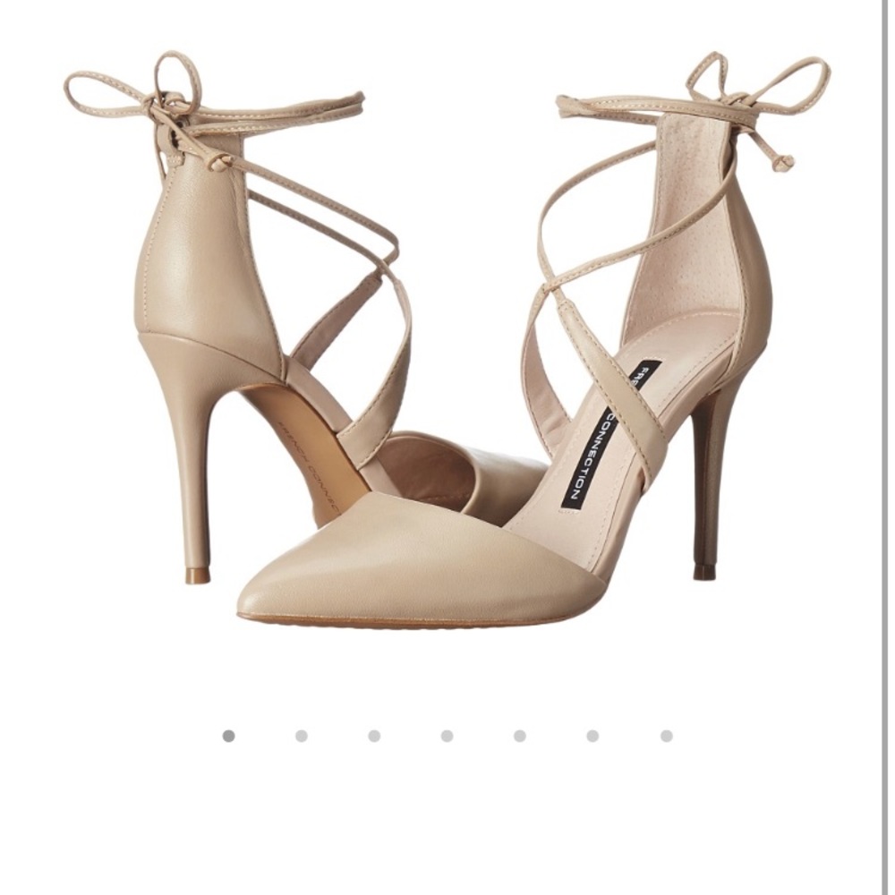 French Connection Nude Lace-Up Strappy Heels